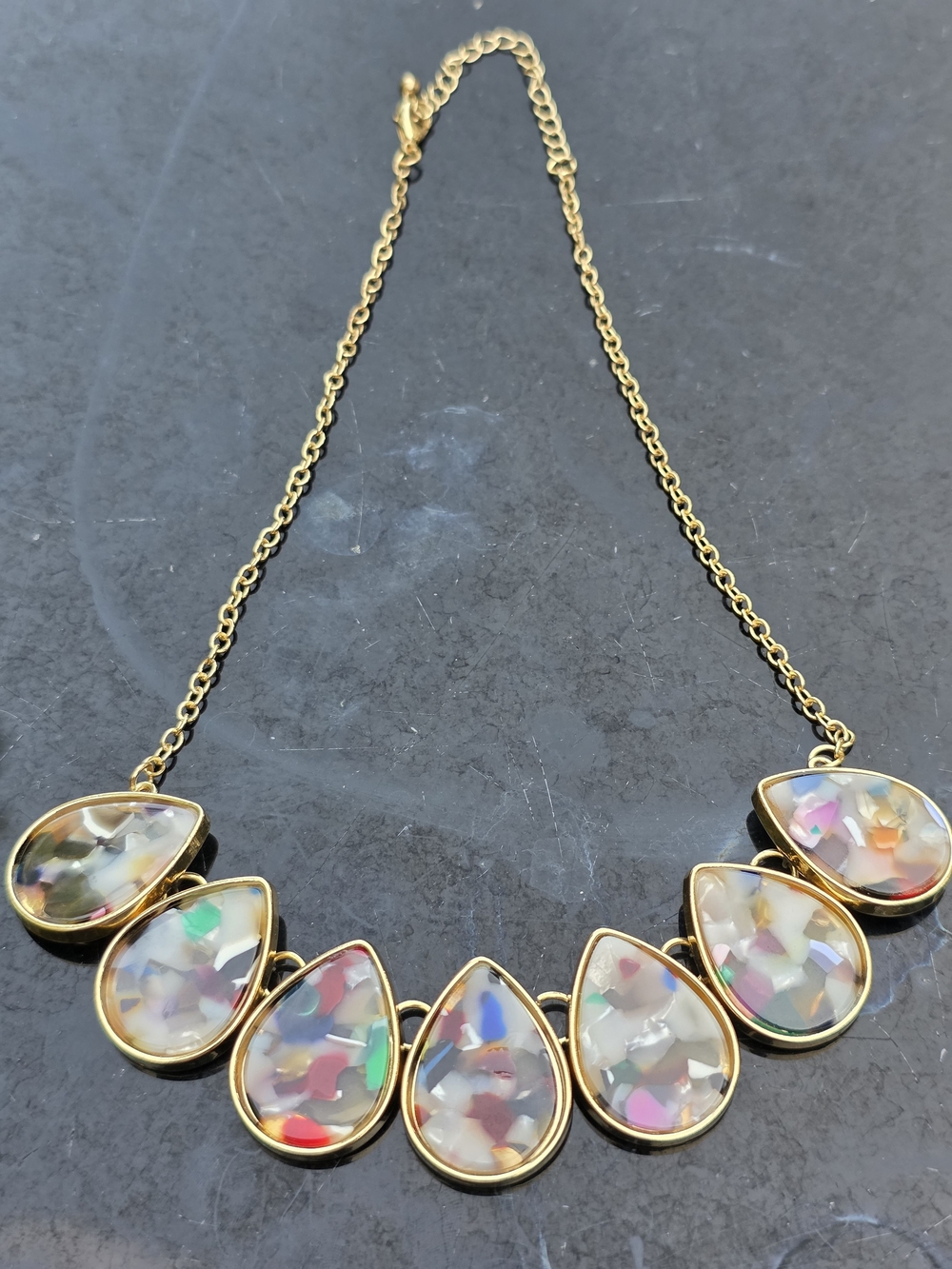 Source Unknown Gold Teardrop Multicolor Inlay Necklace - Women Jewelry